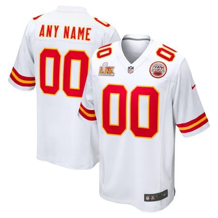 Men's Kansas City Chiefs White Super Bowl LIX Custom Game Jersey